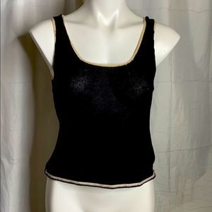 Evan Picone Knit Top Black Cream Med